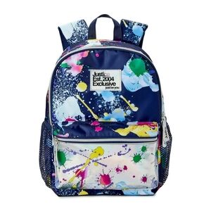 Justice Girls 17" Laptop Cute Backpack Iridescent Blue Multi-Color School NWT